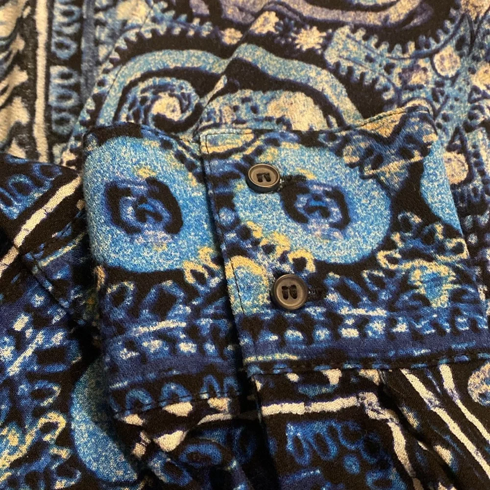Free People Navy and Sky Blue Patterned Blouse - Picture 4 of 8